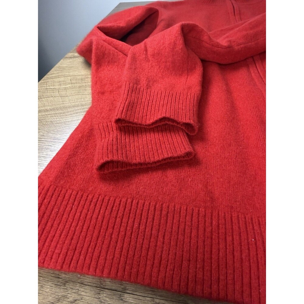 Vintage 2000s L.L.Bean 100% Cashmere Full Zip Mock Neck Sweater Red Women’s Med - Picture 4 of 8
